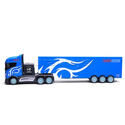 Машина "Контейнеровоз" с дорожными знаками (синий) р/у, 27 MHz, в коробке