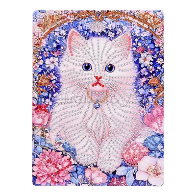 Мозаика алмазная "Белый котёночек" 15*20см