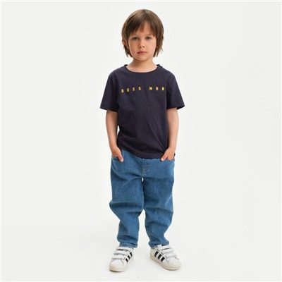 Футболка детская KAFTAN «Boss man» размер 28 (86-92), серый