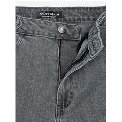 Актуальная коллекция CONTE CON-837 Джинсы wide leg серого цвета с декоративными патами