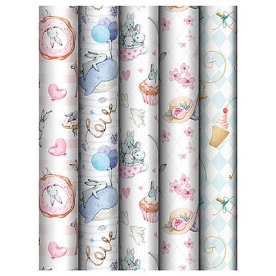 Бумага упаковочная  70х100 см "Tenderness" 80 г/м2 ассорти, 5 дизайнов MS_62804 (372615) MESHU