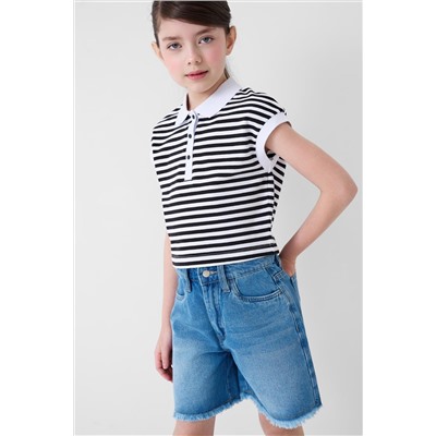 Шорты текстильные джинсовые для девочек PLAYTODAY, 1243743