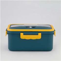 Ланч - бокс для еды Доляна, 3 секции, приборы, 1.3 л, 15.5×7.5×21.5 см, пластик, синий