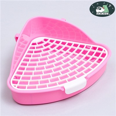 Туалет угловой для кроликов и хорьков «Пижон», 24×18×11 см, розовый