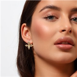 Серьги клевер ювелирная бижутерия Итальянское золото (покрытие желтое 14к), арт.213.872