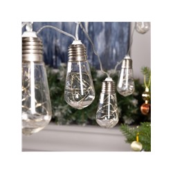 Гирлянда «Нить» 3 м с насадками «Лампа», IP20, прозрачная нить, 80 LED, свечение белое, 8 режимов, 220 В