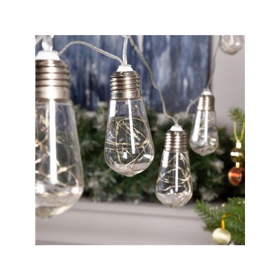 Гирлянда «Нить» 3 м с насадками «Лампа», IP20, прозрачная нить, 80 LED, свечение белое, 8 режимов, 220 В