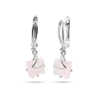 Серьги из серебра розовый кварц, МЦВ008