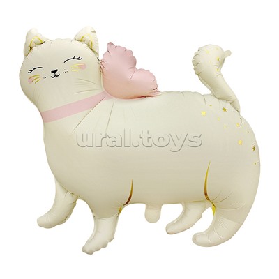 Шар (27''/69 см) Фигура, Кошечка с бантом, Сатин, 1 шт. в уп.