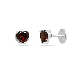 Серьги из серебра гранат, Сердце