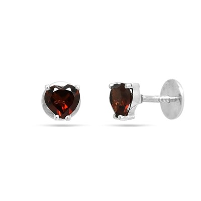 Серьги из серебра гранат, Сердце