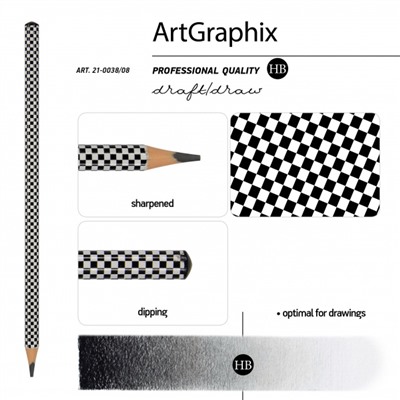 Карандаш пластиковый  "ArtGraphix.Шашечки" трехгранный НВ 21-0038/08 Bruno Visconti