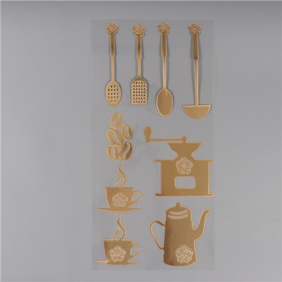 Наклейка интерьерная «Кофейное утро», золотистый, 70×30 см