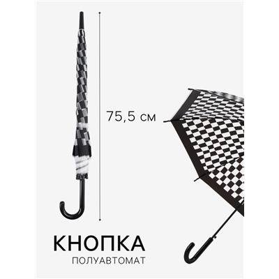 Зонт - трость полуавтоматический «Клетка», 8 спиц, R=47/55 см, d=94 см, МИКС