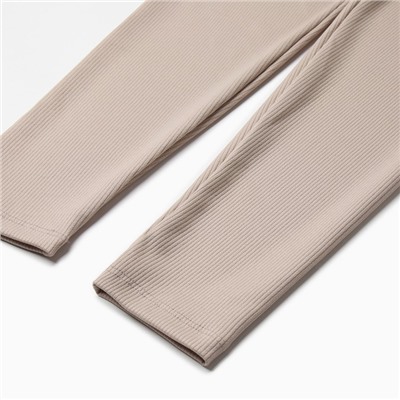 Легинсы спортивные с фактурной резинкой женские MINAKU, бежевые, размер 48