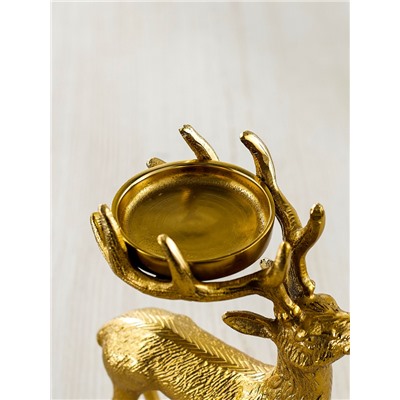 Подсвечник «Сохатый», 15.5×9×22.5 см, алюминий, золотой