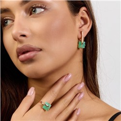 Комплект ювелирной бижутерии коллекция "Дубай" серьги и кольцо 19 р, покрытие позолота, вставка: стекло, цвет: зеленый, арт.414.169-19