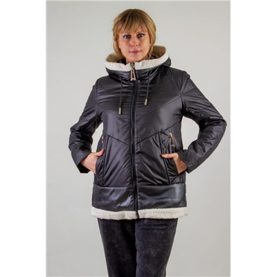 Демисезонная куртка с отделкой, арт. 7031, (Черный)