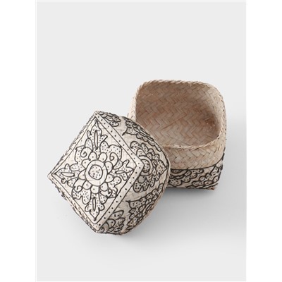 Корзинка плетёная «Бонтанг», 12×12×10 см, бамбук, светлая