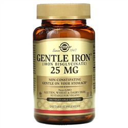 Solgar, Gentle Iron, 25 мг, 180 растительных капсул