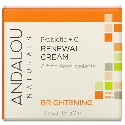 Andalou Naturals, Восстанавливающий крем, пробиотик + витамин C, улучшающий цвет лица, 1,7 жидкой унции (50 мл)
