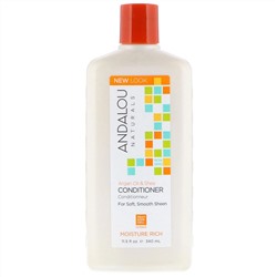 Andalou Naturals, Кондиционер, богатый влагой, для мягкого, гладкого блеска, аргановое масло и ши, 11,5 жидк. унц. (340 мл)