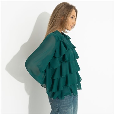 Блуза на пуговицах, Гипнотический стиль (зеленая)