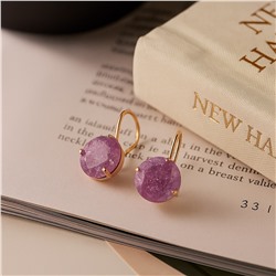 Серьги ювелирная бижутерия коллекция "Дубай" покрытие позолота, вставка: фианит, цвет: фиолетовый, арт.007.119