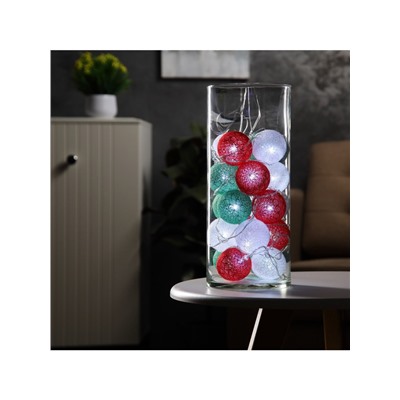 Гирлянда «Нить» 5 м с насадками «Клубки лесные», IP20, прозрачная нить, 20 LED, свечение белое, 220 В