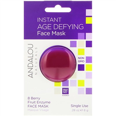 Andalou Naturals, мгновенное омоложение, маска с 8 ягодами, фруктами и ферментами, 8 г (0,28 унций)