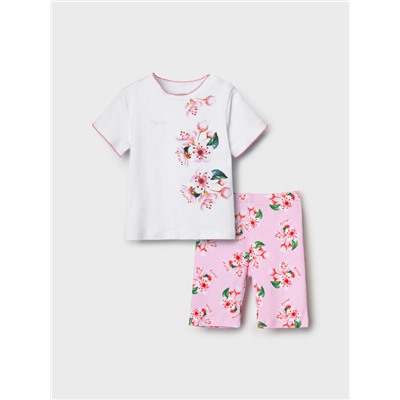 Комплект детский трикотажный для девочек: джемпер (футболка), брюки (легинсы укороченные)