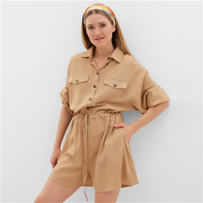 Комбинезон женский MINAKU: Casual Collection, бежевый, размер 48