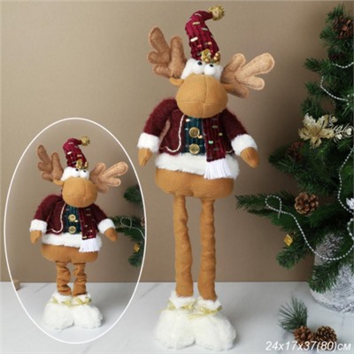 Новогоднее украшение Олень на телескопических ножках 37/80 см / SH057-3 /уп 72/