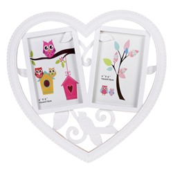 Фоторамка коллаж Сердце / 005-1 /уп 60/ 2 фото белая