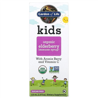 Garden of Life, Kids Organic Elderberry Immune Syrup 3.9 fl oz (116 mL)