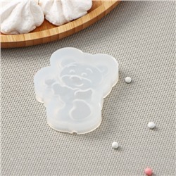 Молд для заливки «Мишка с сердцем», 7×5.3 см, силикон, прозрачный