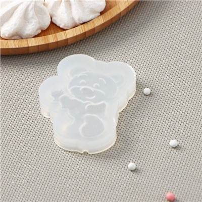 Молд для заливки «Мишка с сердцем», 7×5.3 см, силикон, прозрачный