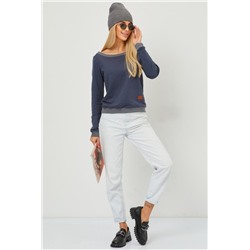 Кофта лодочка женская с округлым вырезом (Графит)