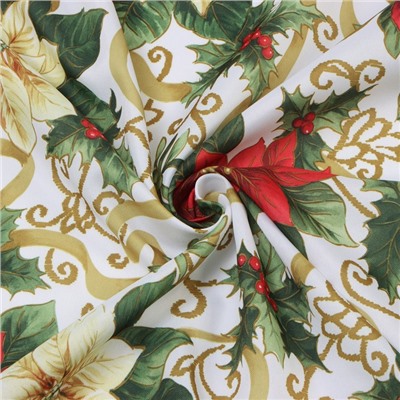 Скатерть новогодняя Доляна «Праздничные украшения» 145×300 см, 100% п/э