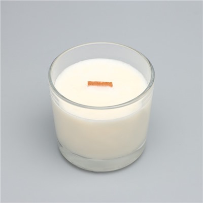 Ароматическая свеча в стакане «Кокосовый рай», из соевого воска с деревянным фитилём, 65 г