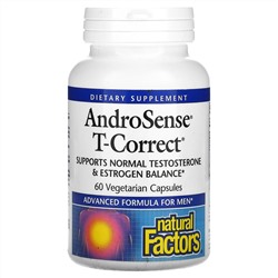 Natural Factors, Тестостерон Андросенс Т-коррект, 60 вегетарианских капсул
