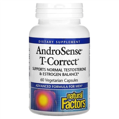 Natural Factors, Тестостерон Андросенс Т-коррект, 60 вегетарианских капсул