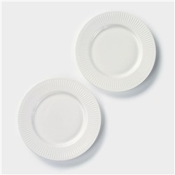 Тарелки Magistro Edne, 19×19×1.7 см, набор 2 шт., фарфор, белые