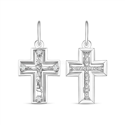 Крест из серебра с фианитами родированный - 2,7 см 925 пробы К3-563р200