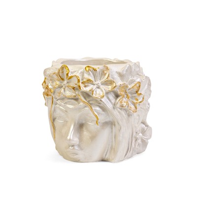 Декоративное кашпо для цветов «Вера», 300 мл, 11×11×10 см, гипс, белое