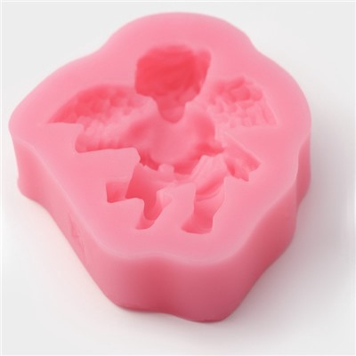 Молд для заливки Доляна «Ангел с гармошкой», силикон, 9×7.4×2 см, розовый