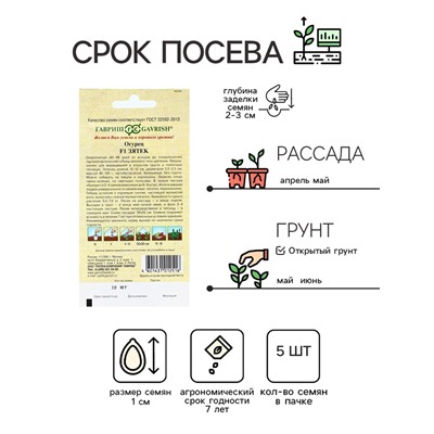 Семена Огурец "Зятек" F1, скороспелый, партенокарпический,набор 5 шт