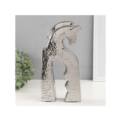 Фигурка керамика «Верный конь», серебро, 4.8×14.5×29 см