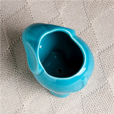 Декоративный горшок для цветов «Слоник», керамический, 350 мл, 12×8.5×10 см, голубой