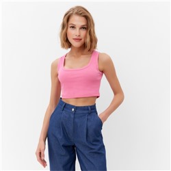 Топ женский в рубчик MINAKU: Basic line, ярко-розовый, размер 46